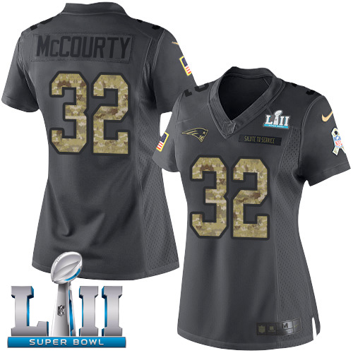 Nike Patriots #32 Devin McCourty Black Super Bowl LII Women's Stitched NFL Limited 2016 Salute to Service Jersey